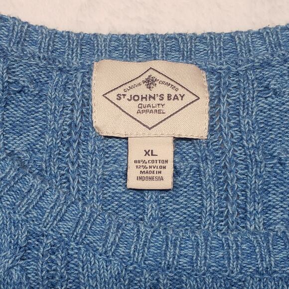 St. John’s Bay Light Blue Cable Knit Sweater – Women’s XL, Cotton Blend Pullover - Picture 5 of 10